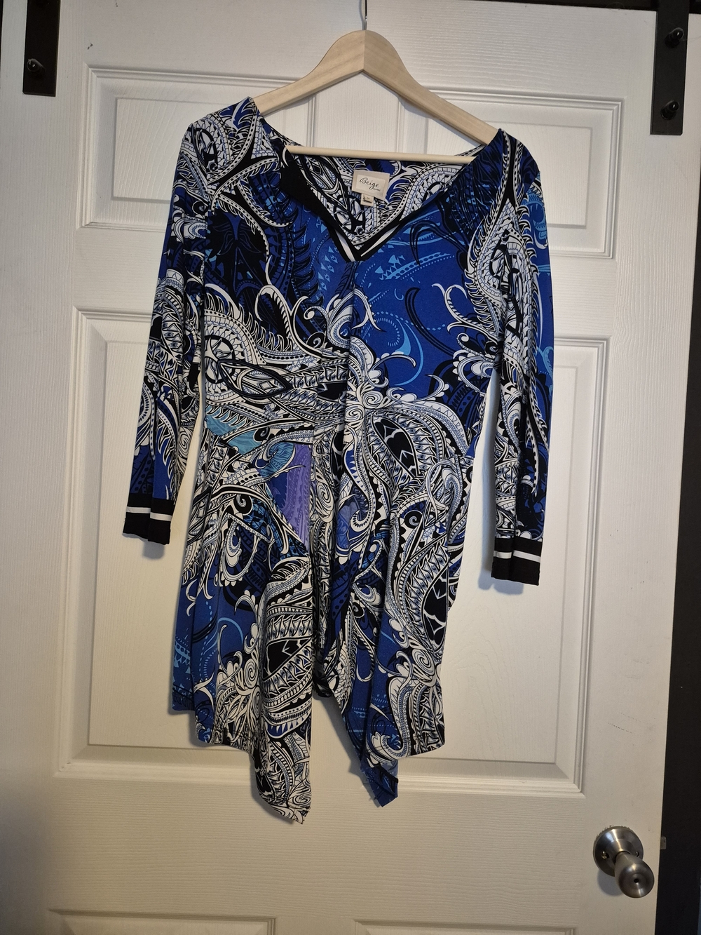 Blue Paisley V-Neck Women's Top